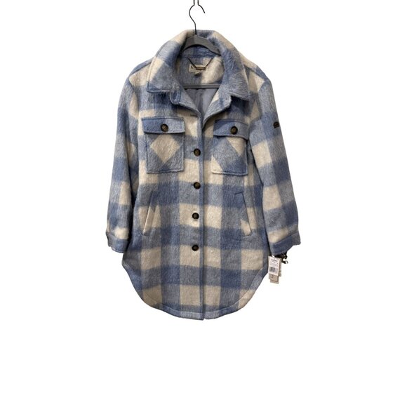 Koolaburra By UGG Blue & White Plaid Faux Fur Shacket Jacket M NWT